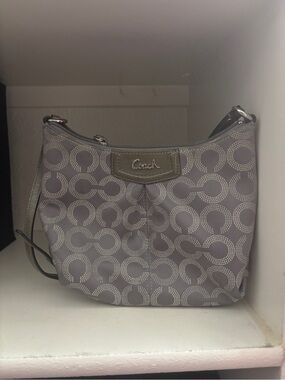 Coach Taupe Gray Signature Shoulder Bag